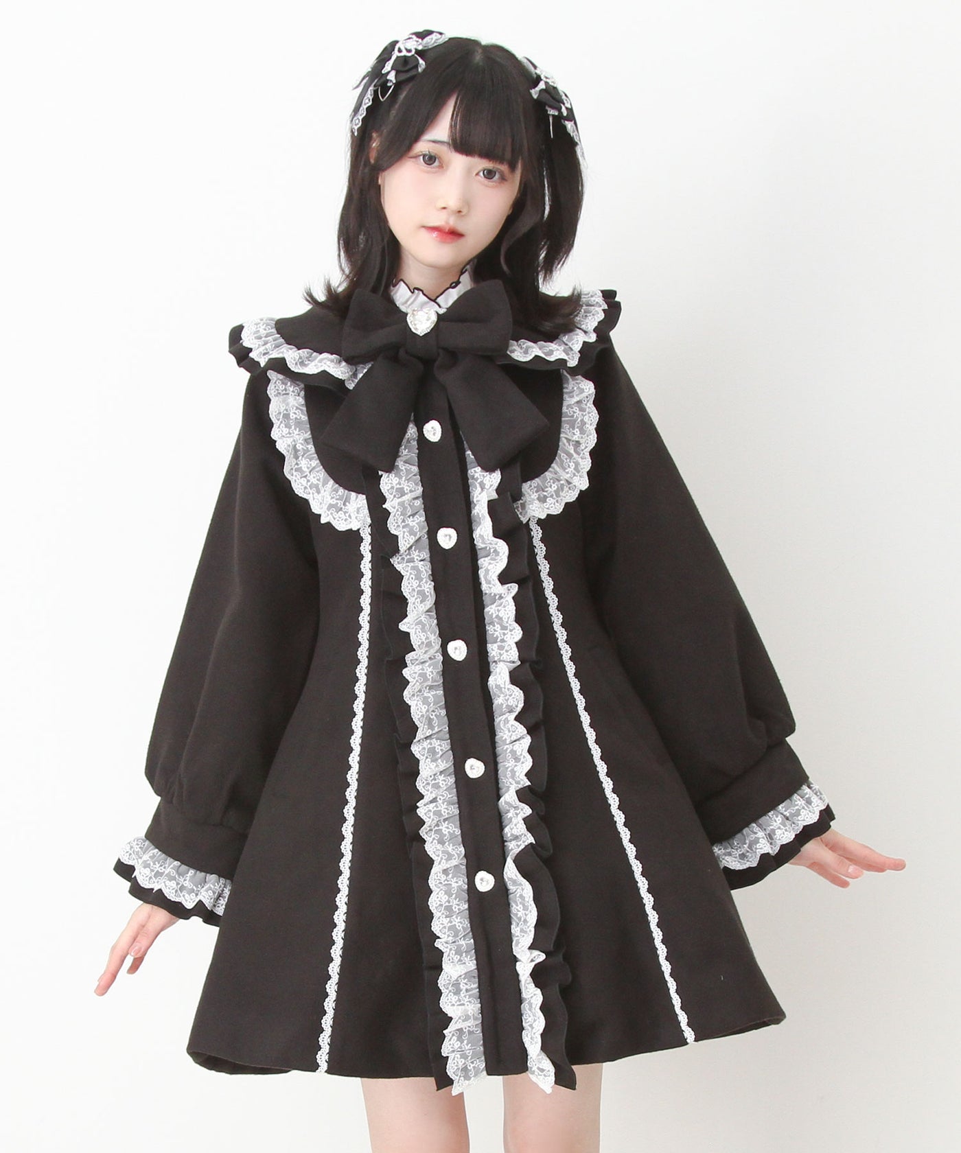 ミルフィーユクローゼット　フリルリボンコート ミルフィーユクローゼット フリルリボンコート mille fille