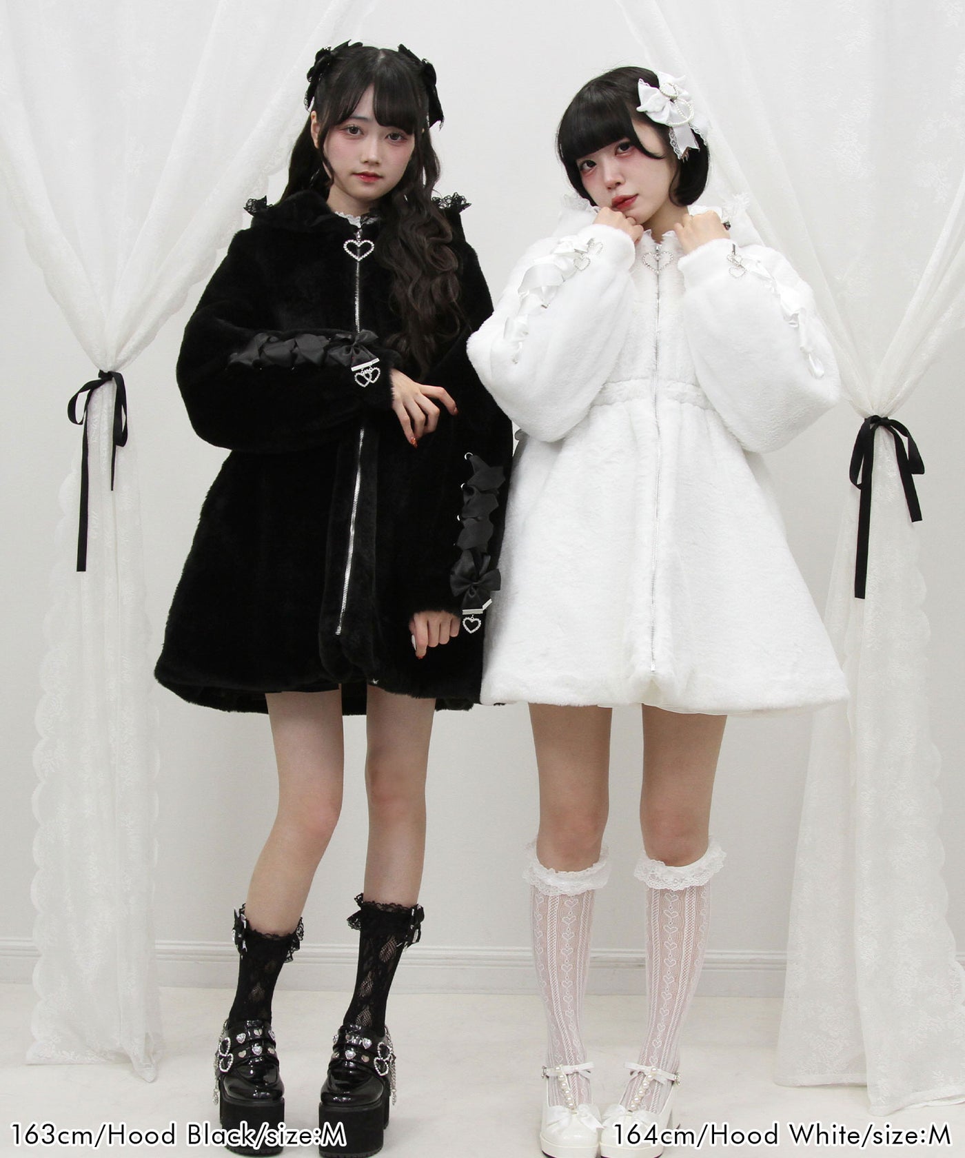 選べるフードデザインフレアファーコート – レディース