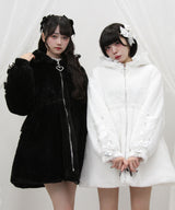 選べるフードデザインフレアファーコート