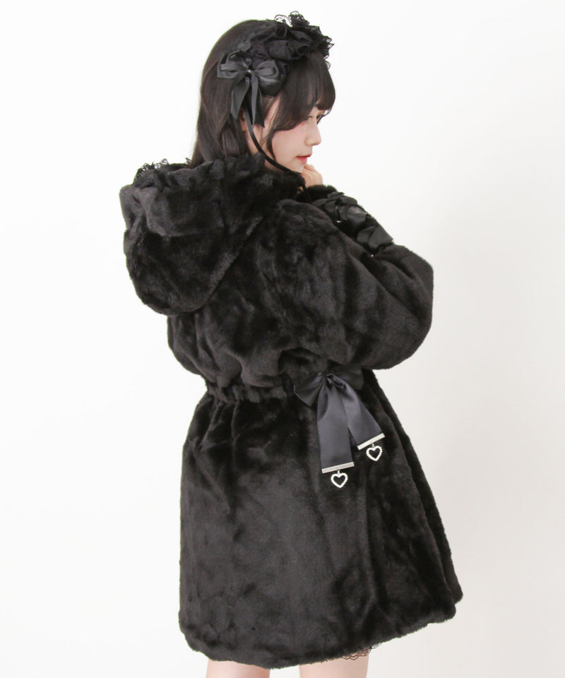選べるフードデザインフレアファーコート
