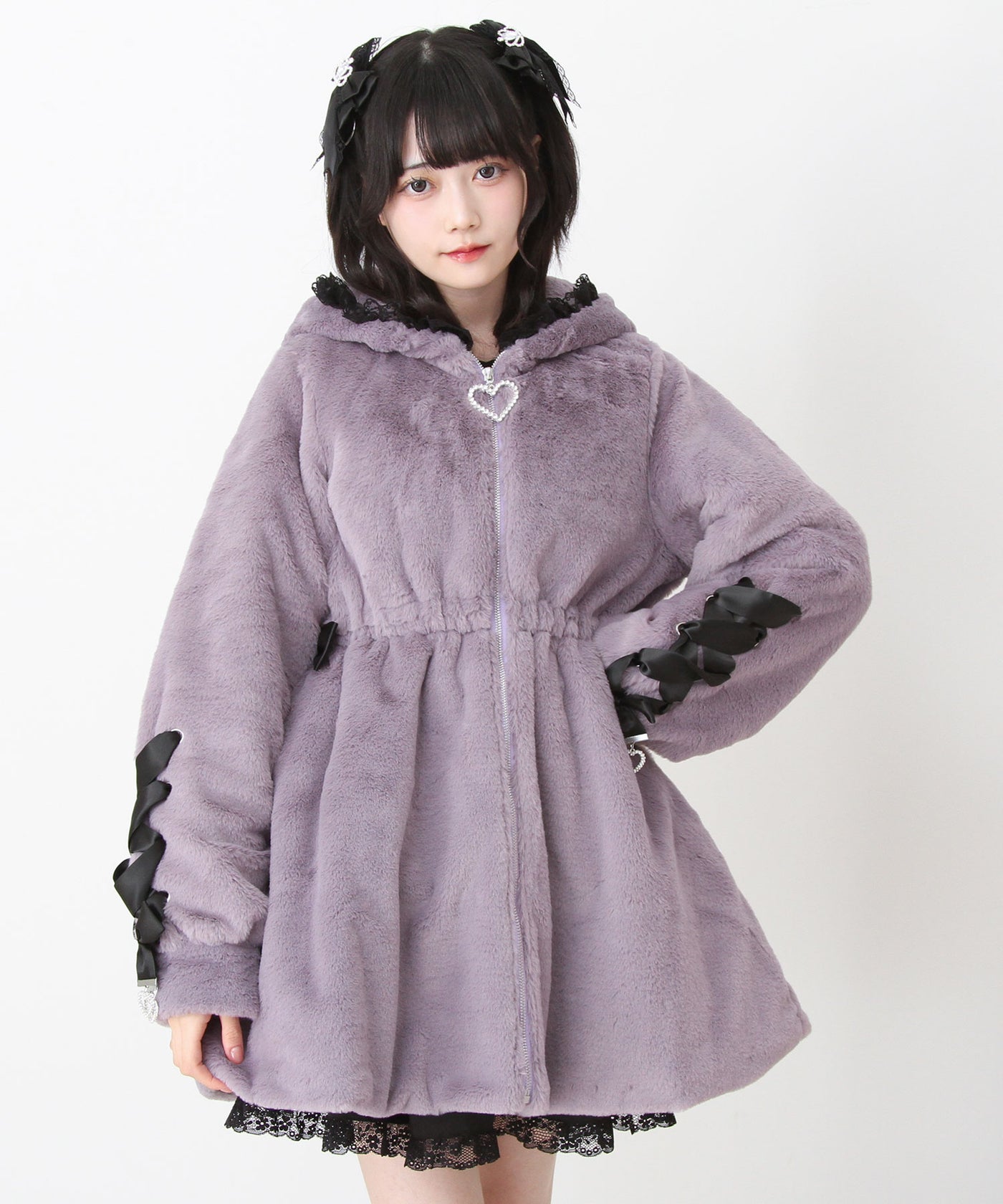 夢展望 耳付きフード　ハートボタン　コート 535058-14_18bbd901-567a-491b-