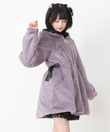 選べるフードデザインフレアファーコート