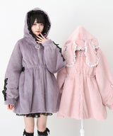 選べるフードデザインフレアファーコート