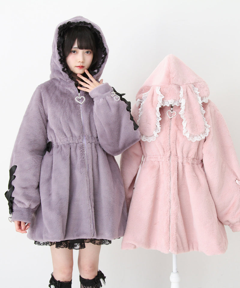 選べるフードデザインフレアファーコート