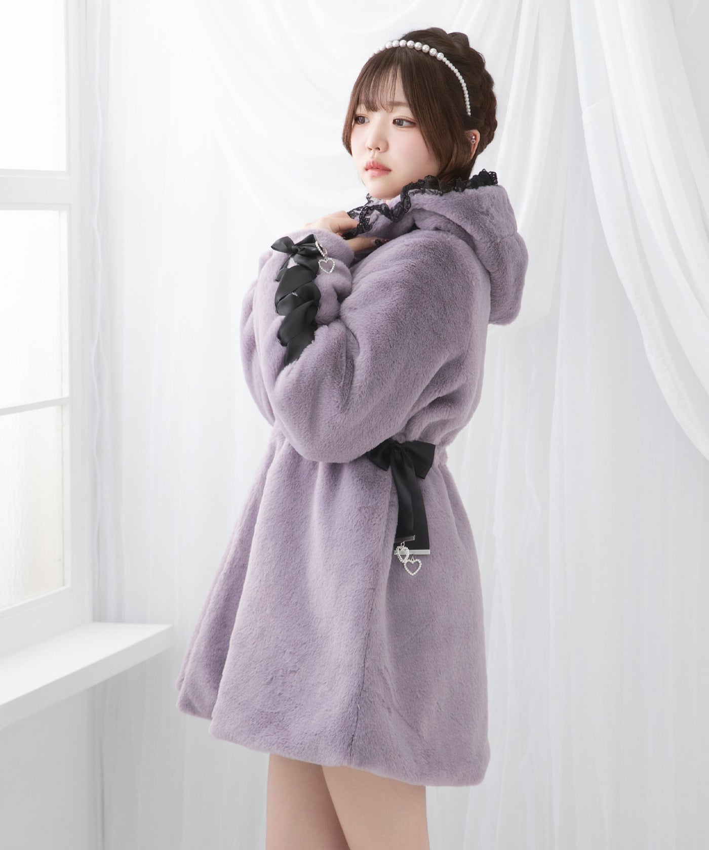 シナモロール　ディアマイラブ　夢展望 コラボ コート LL 耳付きフード シナモロール ディアマイラブ 夢展望 コラボ コート LL 耳付き