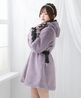 選べるフードデザインフレアファーコート