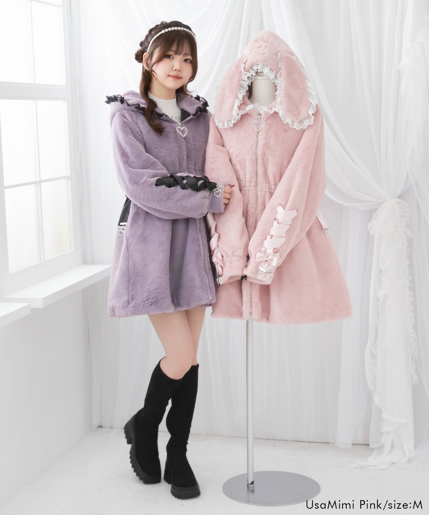 選べるフードデザインフレアファーコート – レディースファッション