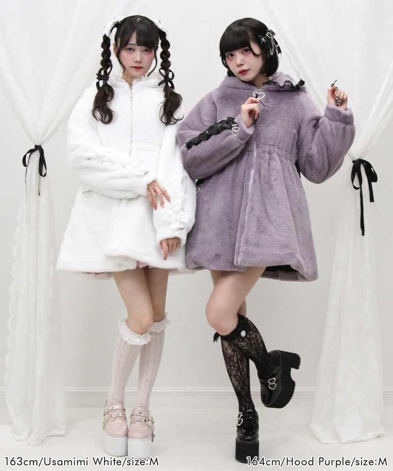 選べるフードデザインフレアファーコート