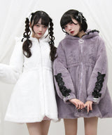 選べるフードデザインフレアファーコート