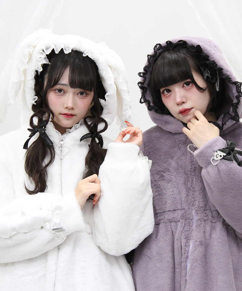 選べるフードデザインフレアファーコート