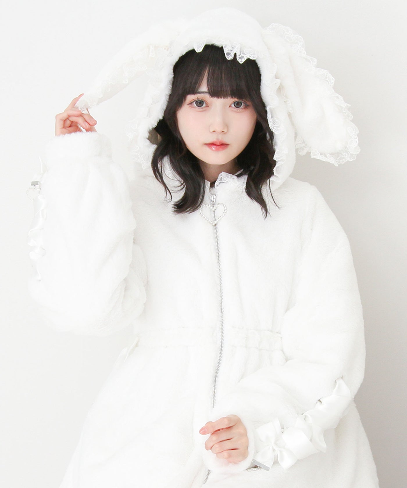 選べるフードデザインフレアファーコート – レディース