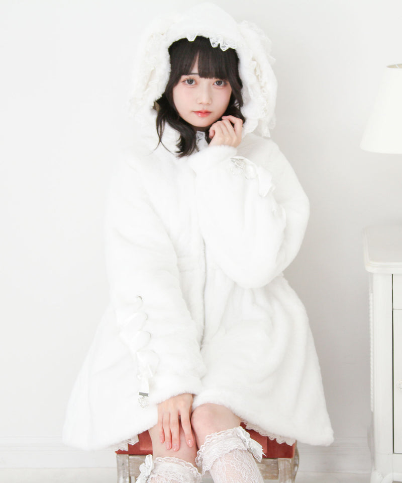 選べるフードデザインフレアファーコート