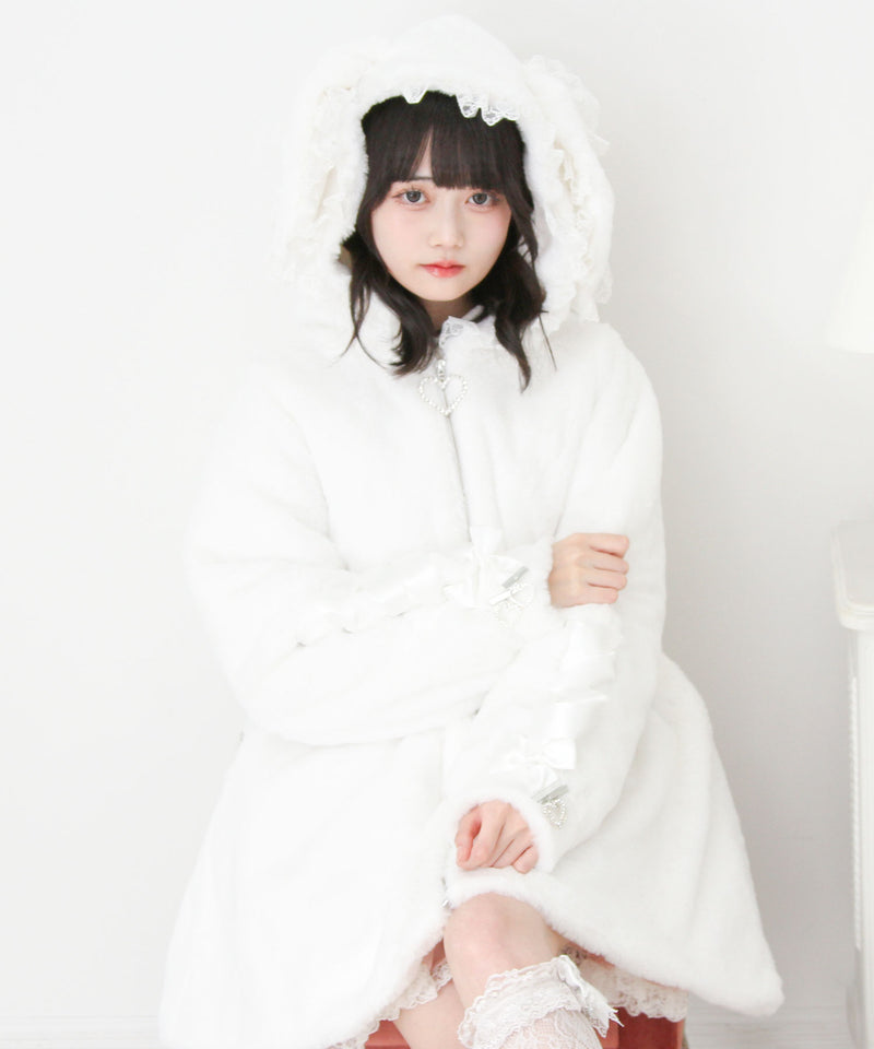 選べるフードデザインフレアファーコート