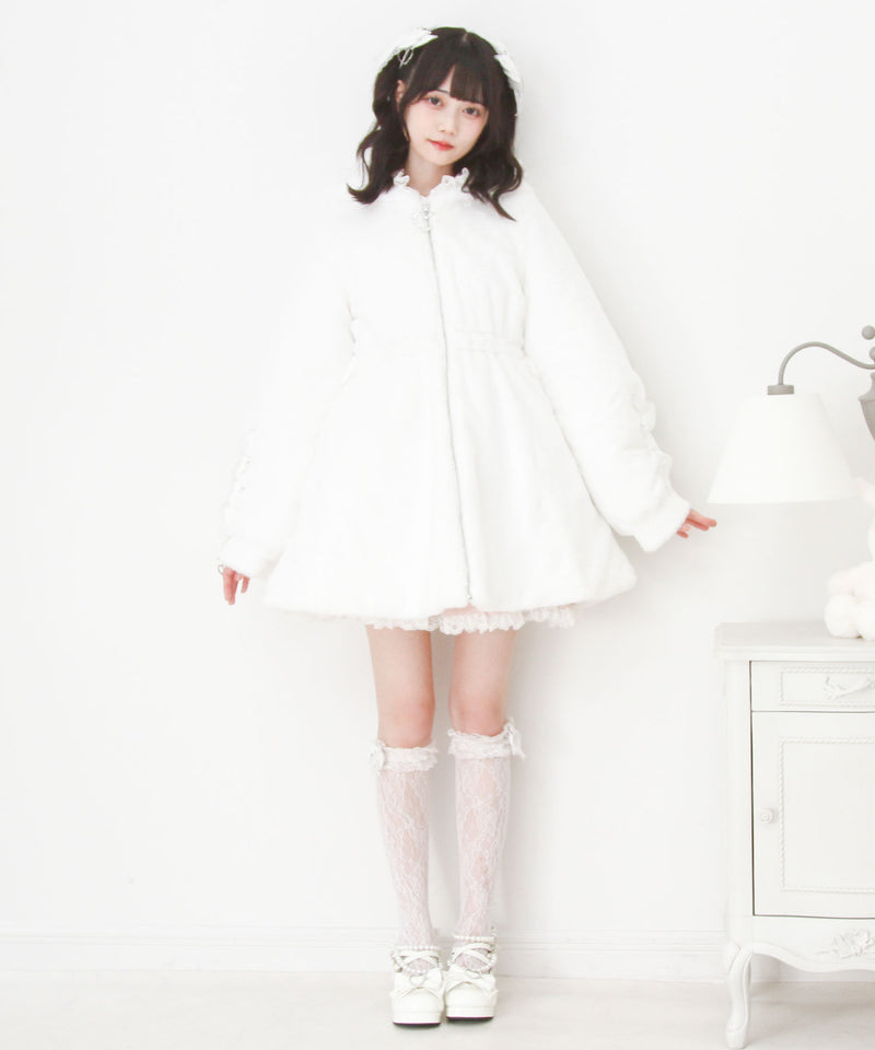 選べるフードデザインフレアファーコート