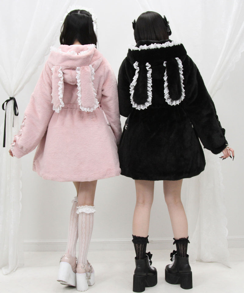 選べるフードデザインフレアファーコート
