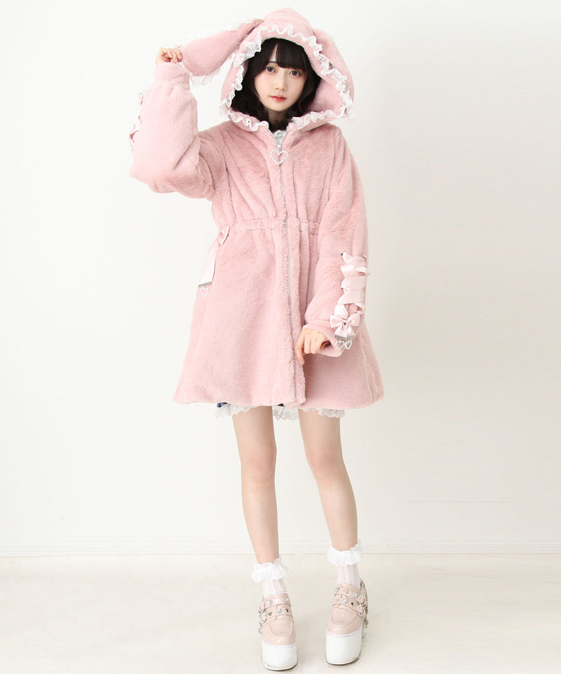 選べるフードデザインフレアファーコート