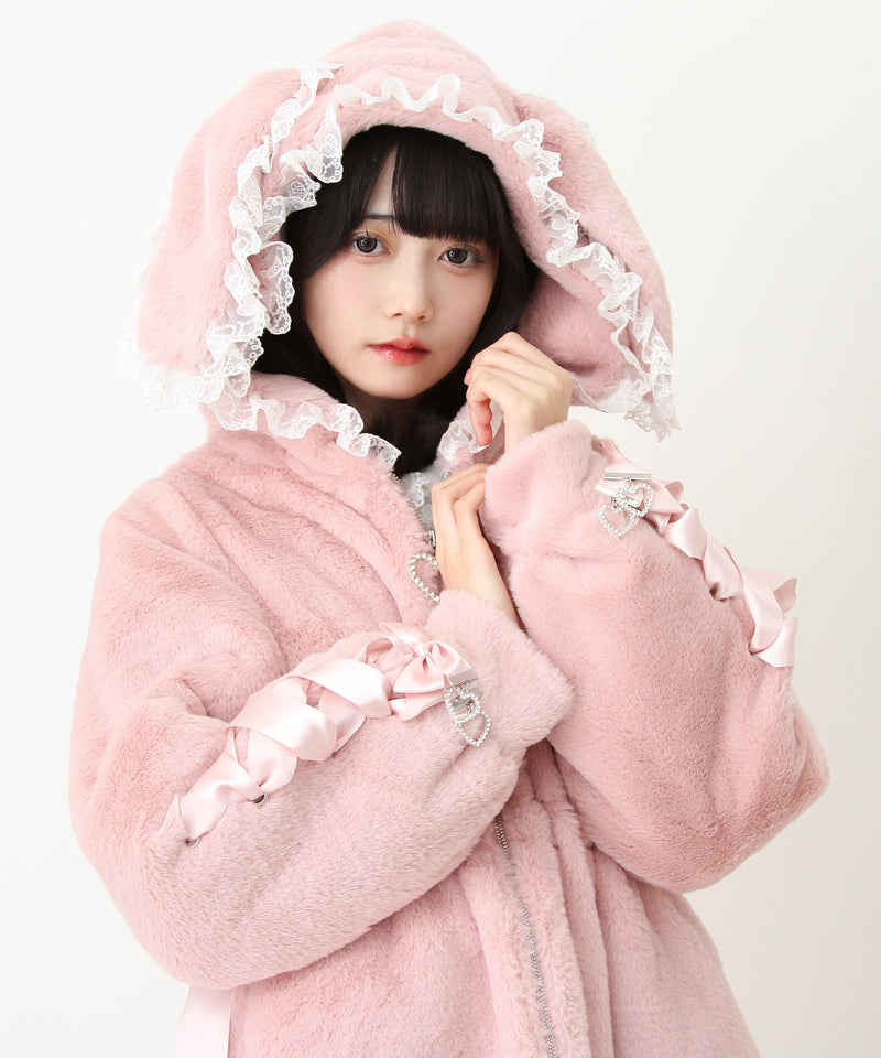 選べるフードデザインフレアファーコート