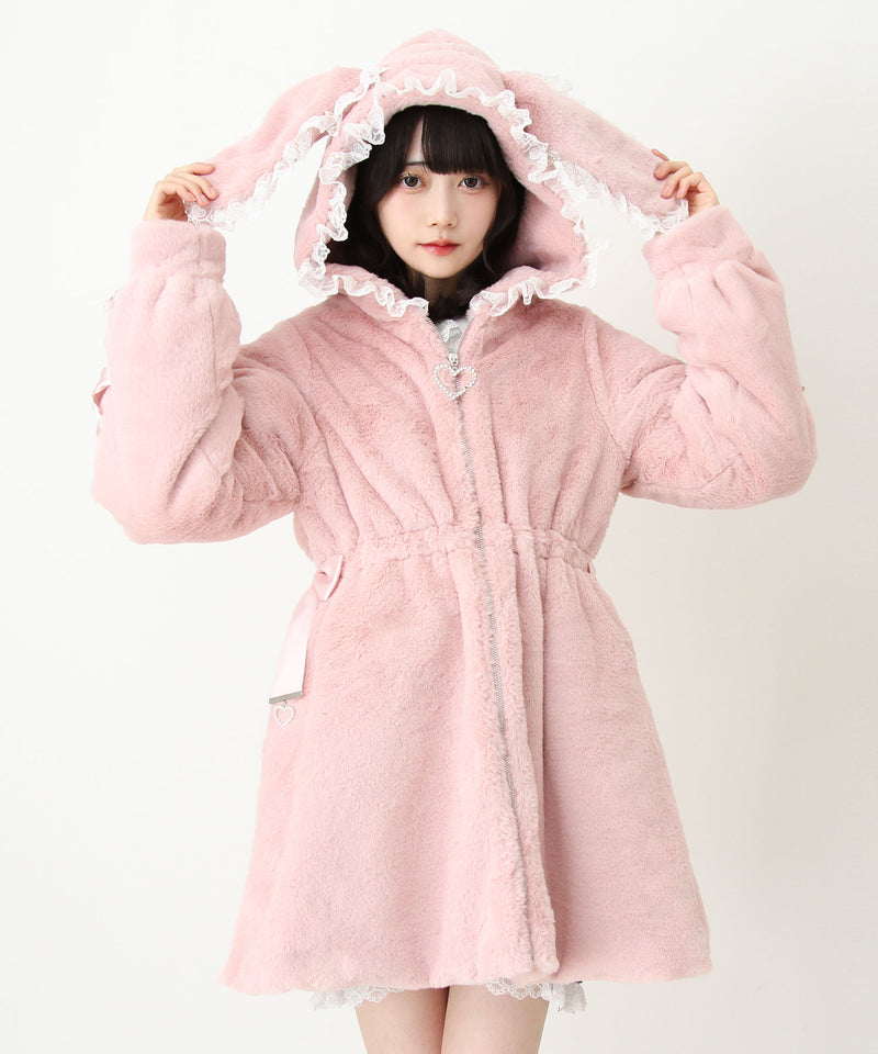 選べるフードデザインフレアファーコート