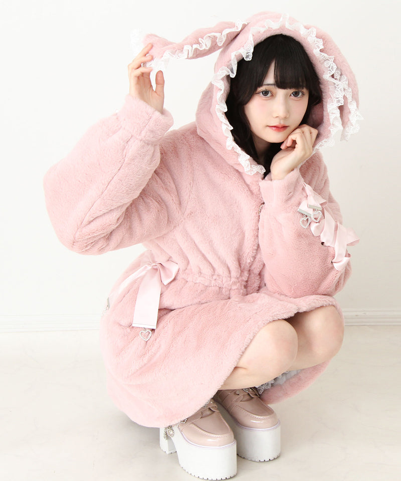 選べるフードデザインフレアファーコート