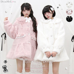 ビジュー襟デザインファーコート