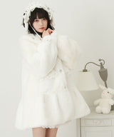 キラキラビジュー襟デザインファーコート