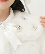 キラキラビジュー襟デザインファーコート