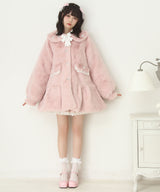 キラキラビジュー襟デザインファーコート