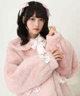 キラキラビジュー襟デザインファーコート