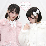 キラキラビジュー襟デザインファーコート