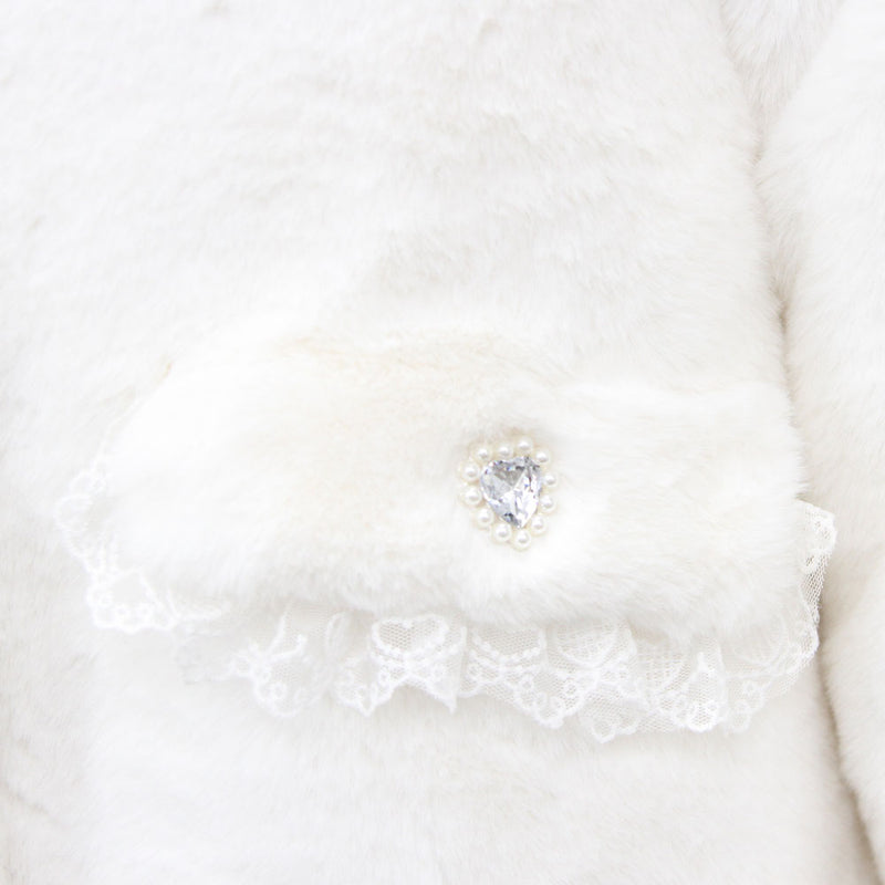 キラキラビジュー襟デザインファーコート