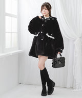 キラキラビジュー襟デザインファーコート