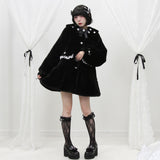 キラキラビジュー襟デザインファーコート