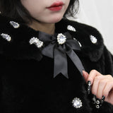 キラキラビジュー襟デザインファーコート