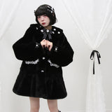 キラキラビジュー襟デザインファーコート