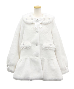 キラキラビジュー襟デザインファーコート