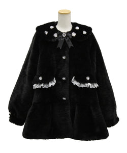 キラキラビジュー襟デザインファーコート