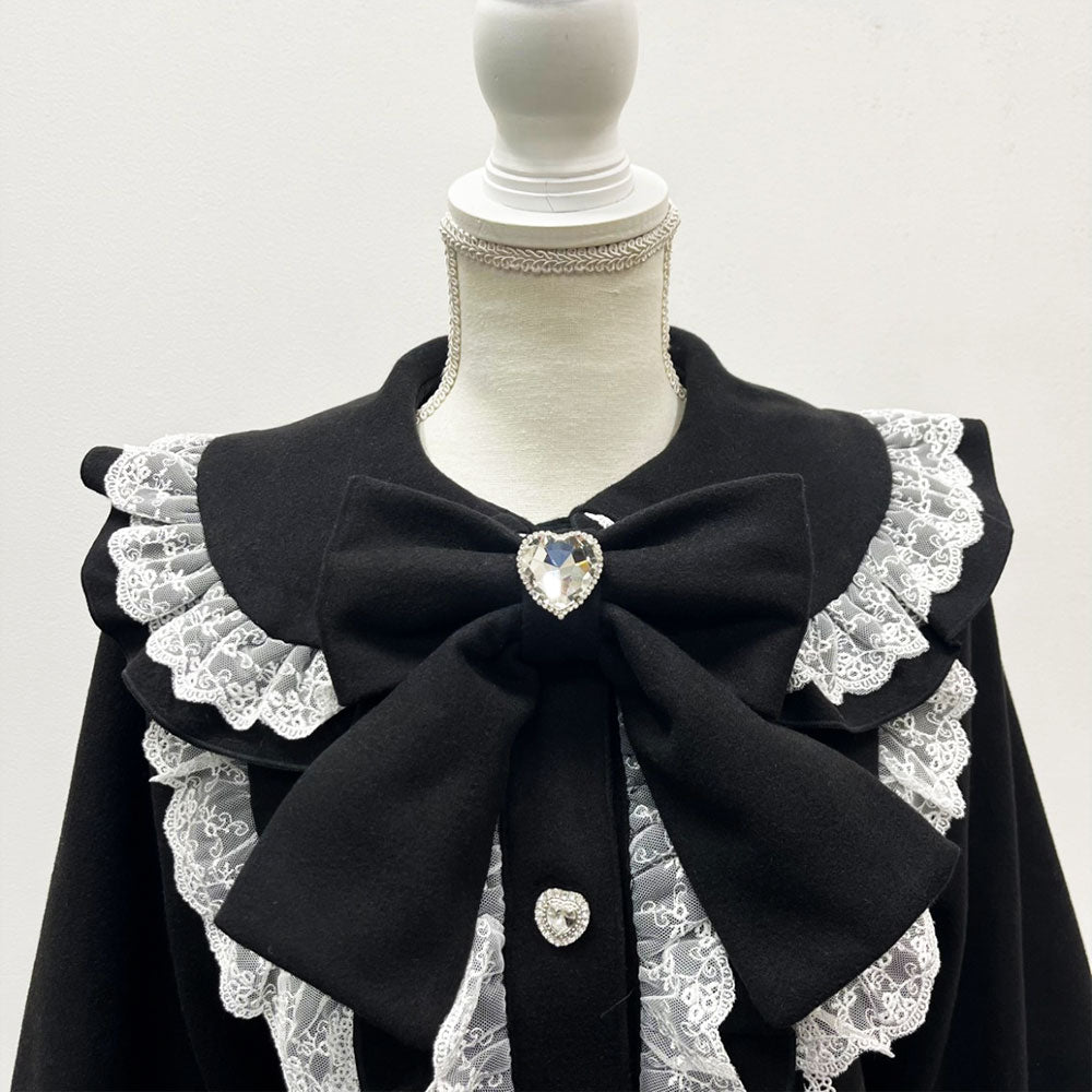 【美品】伊太利屋♡ダウンコート　裏地豹柄　フリル　ビッグフード　リボン　M ロゴ 希少✨伊太利屋♡ダウンコート 裏地豹柄 フリル ビッグフード