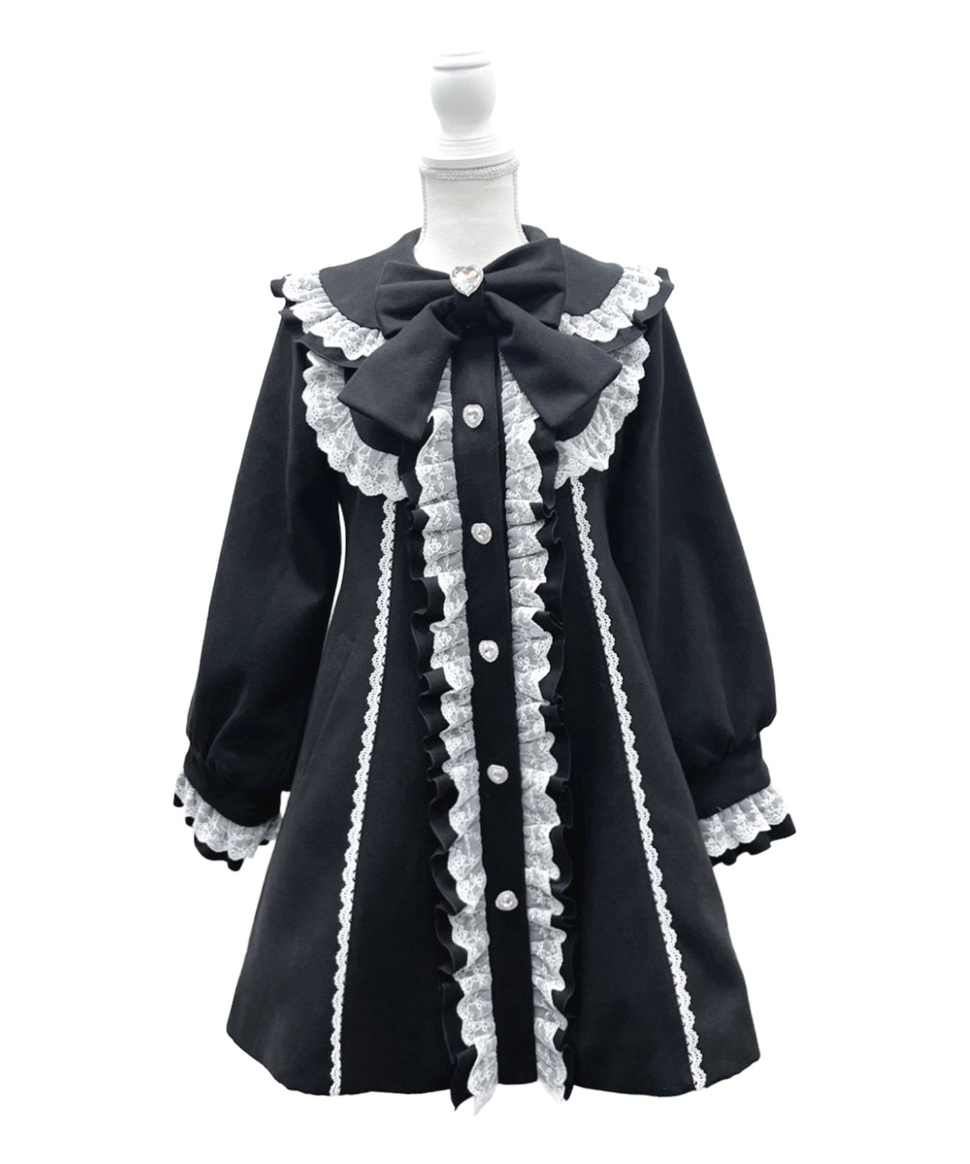 丸襟ヨークリボンフリルコート – レディースファッション通販の夢展望