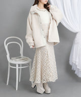 アームウォーマー付ビジューシャギーミニスカートセットアップ3点セット【ニット】