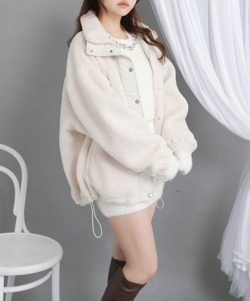 アームウォーマー付ビジューシャギーミニスカートセットアップ3点セット【ニット】