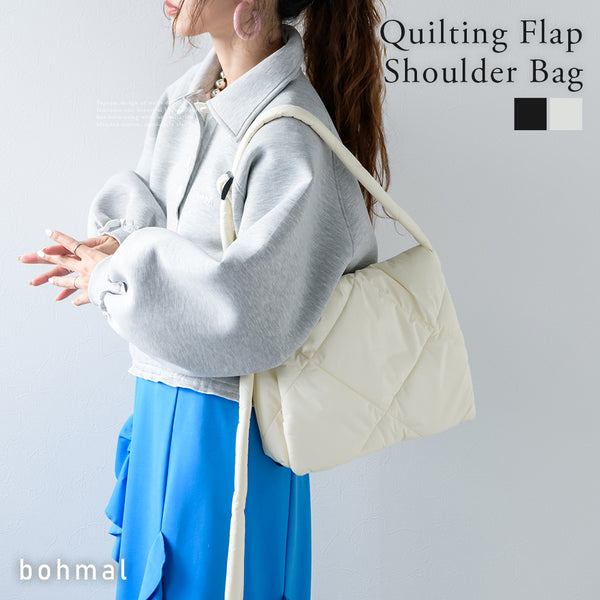 キルティングフラップショルダーバッグ