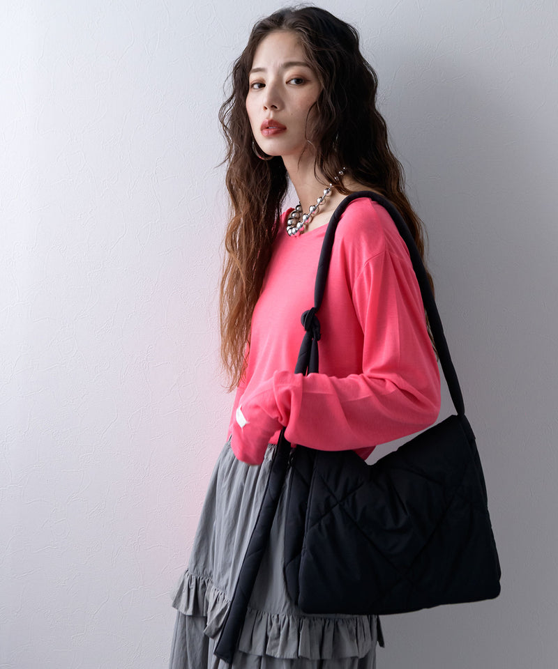 キルティングフラップショルダーバッグ