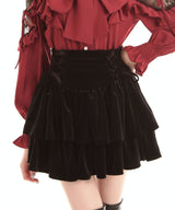 レースアップティアードミニスカート