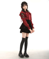 レースアップティアードミニスカート