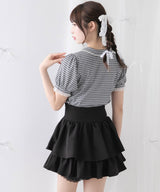 レースアップティアードミニスカート