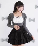 レースアップティアードミニスカート