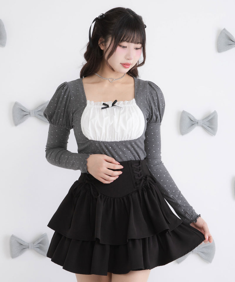 レースアップティアードミニスカート – レディースファッション通販の