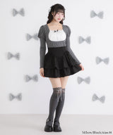 レースアップティアードミニスカート