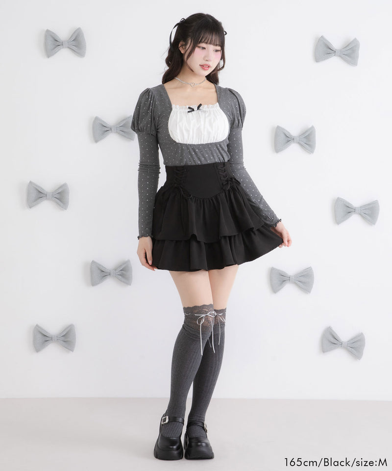 レースアップティアードミニスカート – レディースファッション通販の