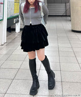 レースアップティアードミニスカート